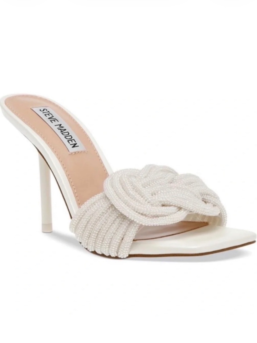 Steve Madden Applaud White Beaded Heels Sandals